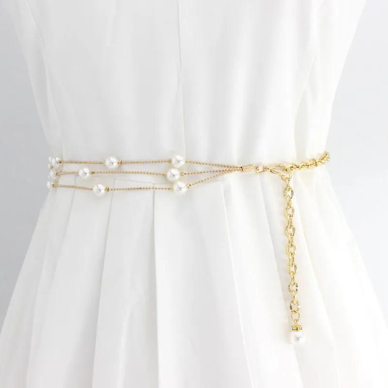 New Pearl Tassel Women's Sweet Decorative Dress Pearl Waist Chain Korean Version Versatile Multi-Layered Fashion Belt
