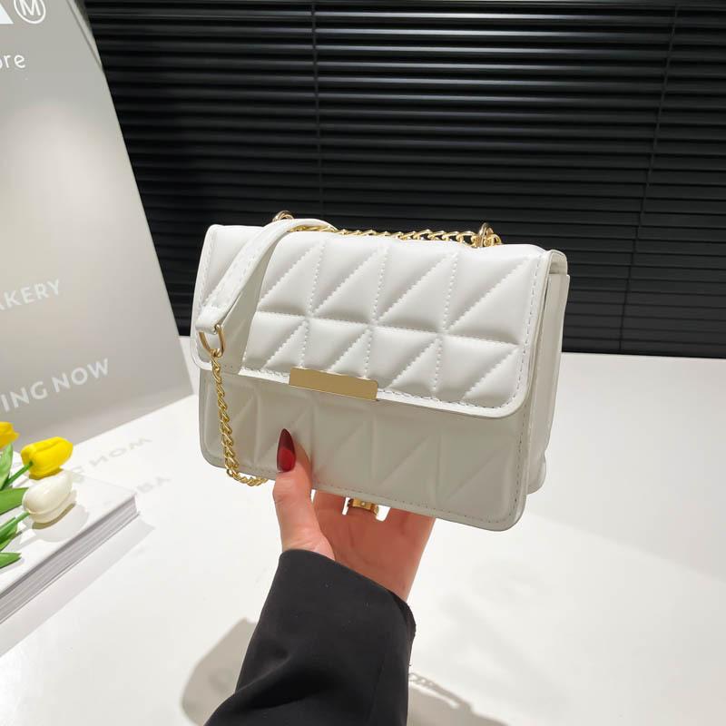 Simple Texture Indentation Diamond Lattice Embroidery Line Women's Single Shoulder Crossbody Handbag Small Square Bag