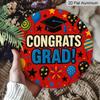2D Flat 1pc, 8x8 in, Happy Graduation Aluminum metal sign Decorative Signs&Plaques, flower wreath center, door decoration, wall decoration, suitable
