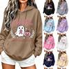 Baskılı ve Cepli Unisex Uzun Kollu Kapüşonlu Sweatshirt