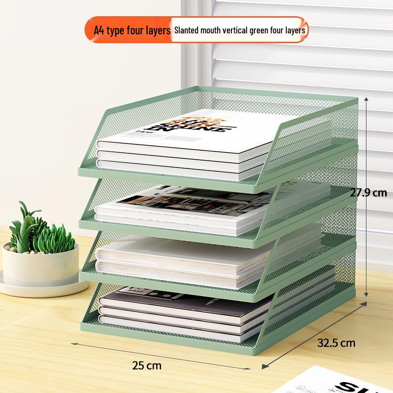A3A4 Metall Desktop Aktenorganizer Rack - Büroarbeitsplatz Dokumentenhalter