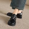 Krazing Pot Microfiber Round Toe Chunky Heels Spring Summer Shoes Big Size 43 Size 33 Women Metal Buckle Platform Pumps
