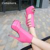 High Heels for Ladies Pu Leather Platform Sandals Peep Toe Sexy Tacones Women's Shoes Buckle Straps Sandalias De Mujer Size35-46