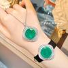 Elegant Women Jewelry Set Emerald Necklace Cubic Zirconia Earrings Ring Pendant High Quality Simulated Gemstone Gift