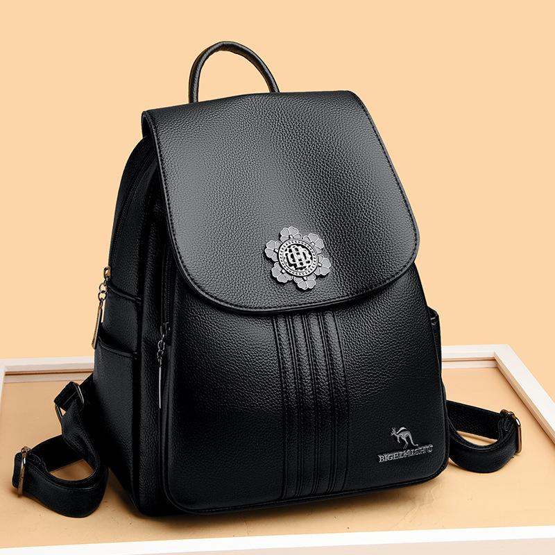 Women's Soft Leather Backpack Large Capacity Backpack Travel Schoolbag