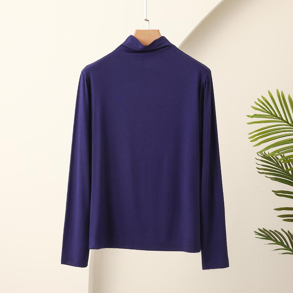 L To 4XL Plus Size Turtle Neck Long Sleeve Tshirts Fall Winter Base Layer T-Shirt Solid Color Modal Comfort Tee Tops Undershirt