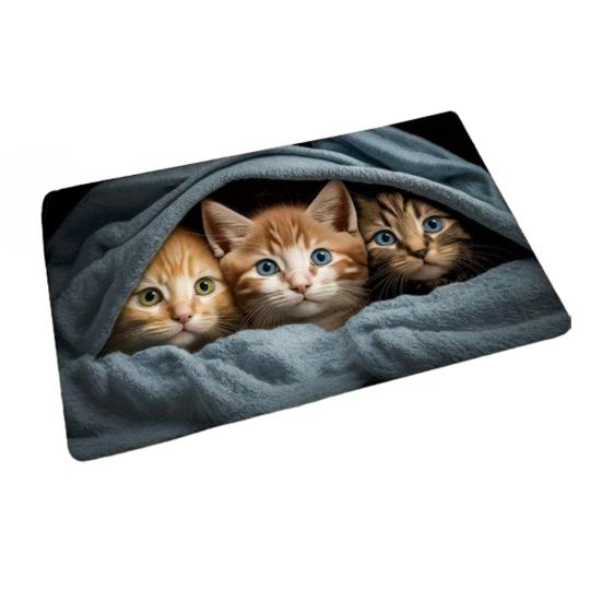 Realistic Animal Floor Mat 3D Optical Illusion Rug Cute Cat Design Entrance Rug Non-slip Dog Doormat for Bathroom Kitchen Living Room Bedroom