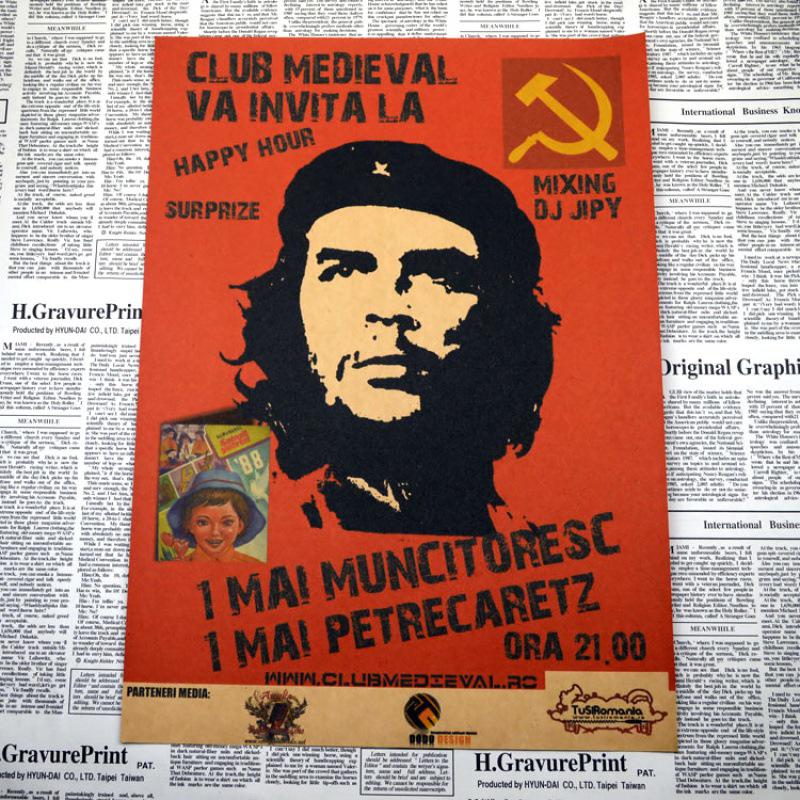 Che Guevara Red Revolution Retro Poster - Inspirational Kraft Paper Canvas for Bar Cafe Decor