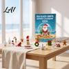 Advent Calendar with Lanyards Sea Glass Christmas Calendar 24-Day Acrylic 2D Ornament Set Festive Countdown Ceremony Santa Gingerbread Man,