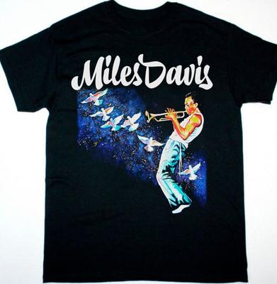 Vtg Miles Davis Playing Dove Schweres Baumwoll-Schwarz S-5XL Unisex-Shirt CM227 Unisex-T-Shirt
