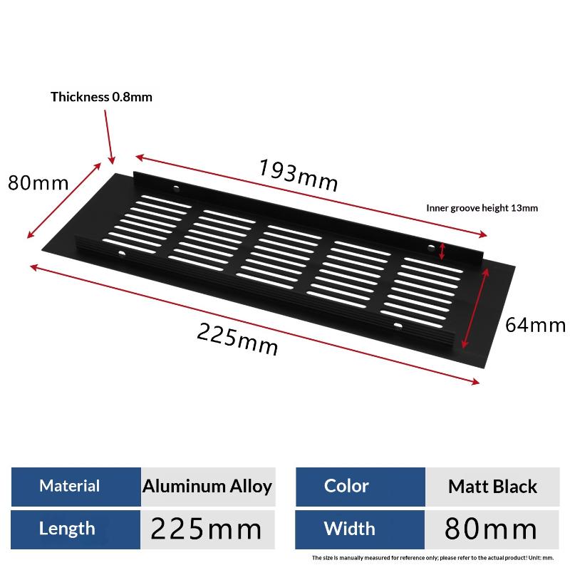 1Pcs Household Air Vent Grille Wall Ventilation Cover Wardrobe Parts 50/60/80mm*150-500mm Aluminum For Cupboard DIY Accessories