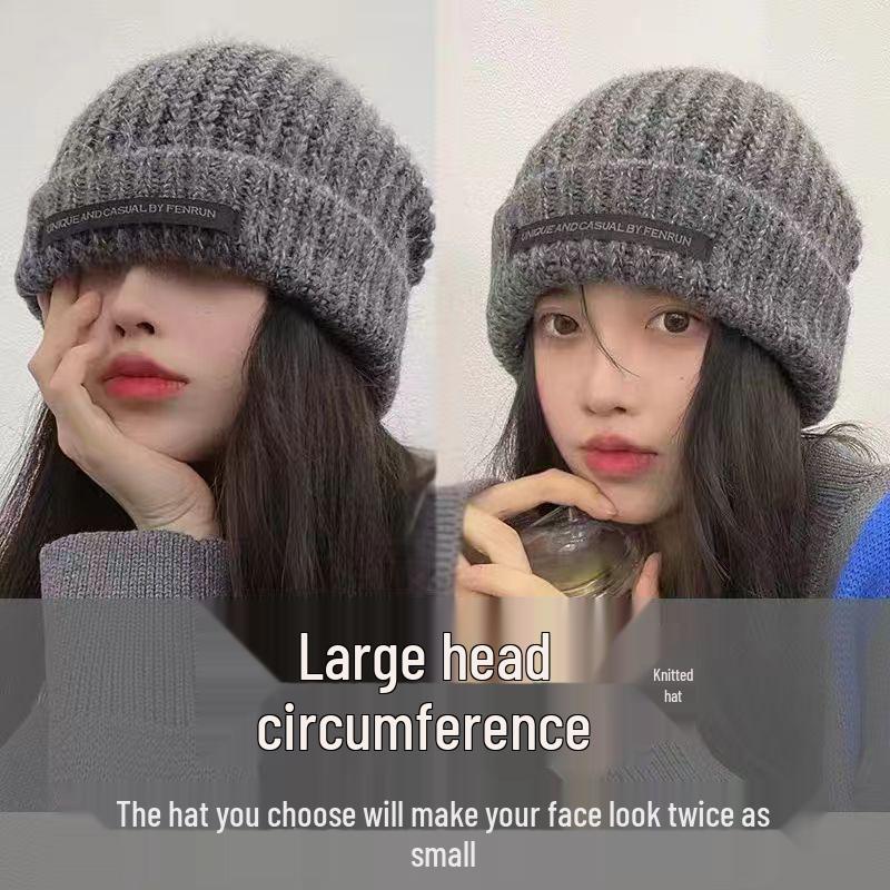 Unisex Knitted Wool Hat for Autumn/Winter - Large Fit, Small Face, Slouchy Style, Warm for Couples