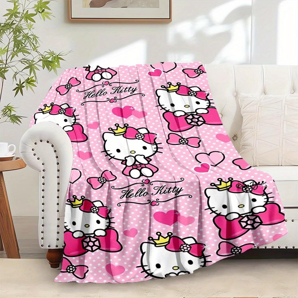 

1pc Hello Kitty Spring Floral Pattern Flannel Blanket - Seasonal Home Decor, Comfortable and Machine Washable, Suitable for All Ages, Ideal 130x150cm
