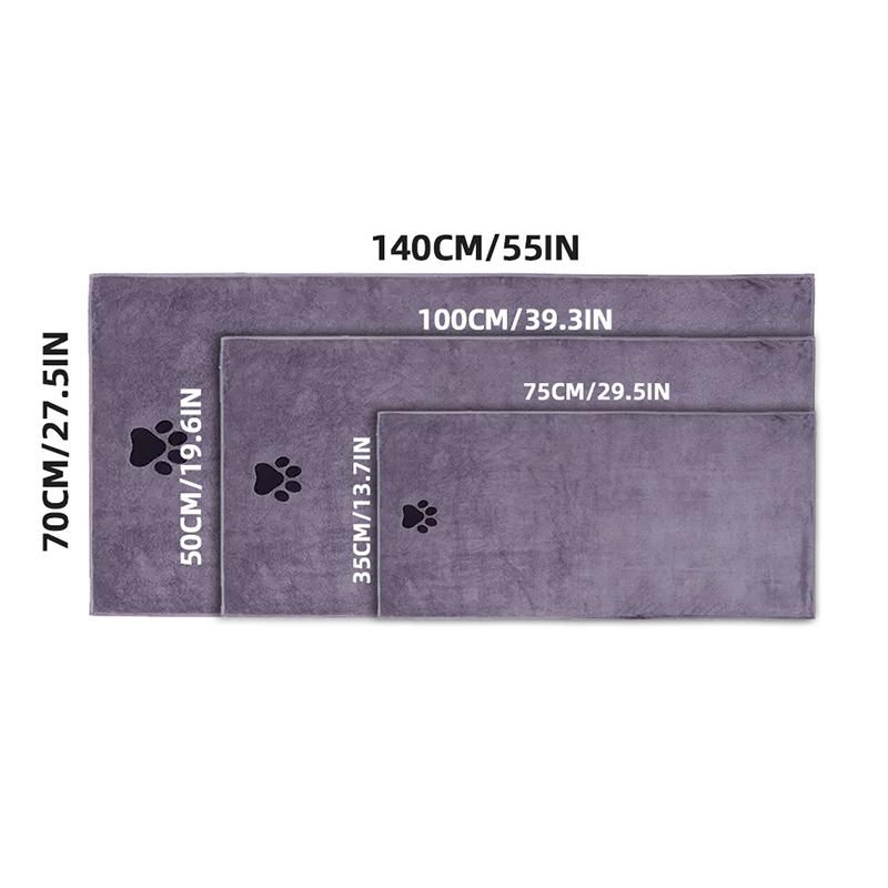 

35*75Cm/50*100Cm/70*140Cm Microfiber Pet Bath Towel Embroidered Super Soft Absorbent Cleaning Cat Dogs Towels Grooming Supplies 35X75cm фиолетовый