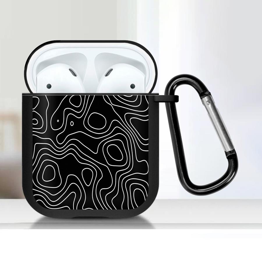 Black Line Print Case For Airpods 3 1 2 Pro Pro2 4 Pro3 Earphone Cases Cover