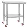 Stainless Steel Table, 60 x 76 cm Food Prep Worktable with Wheels, Kitchen Prep Table with Adjustable Undershelf Workstations for Commercial Kitchen,