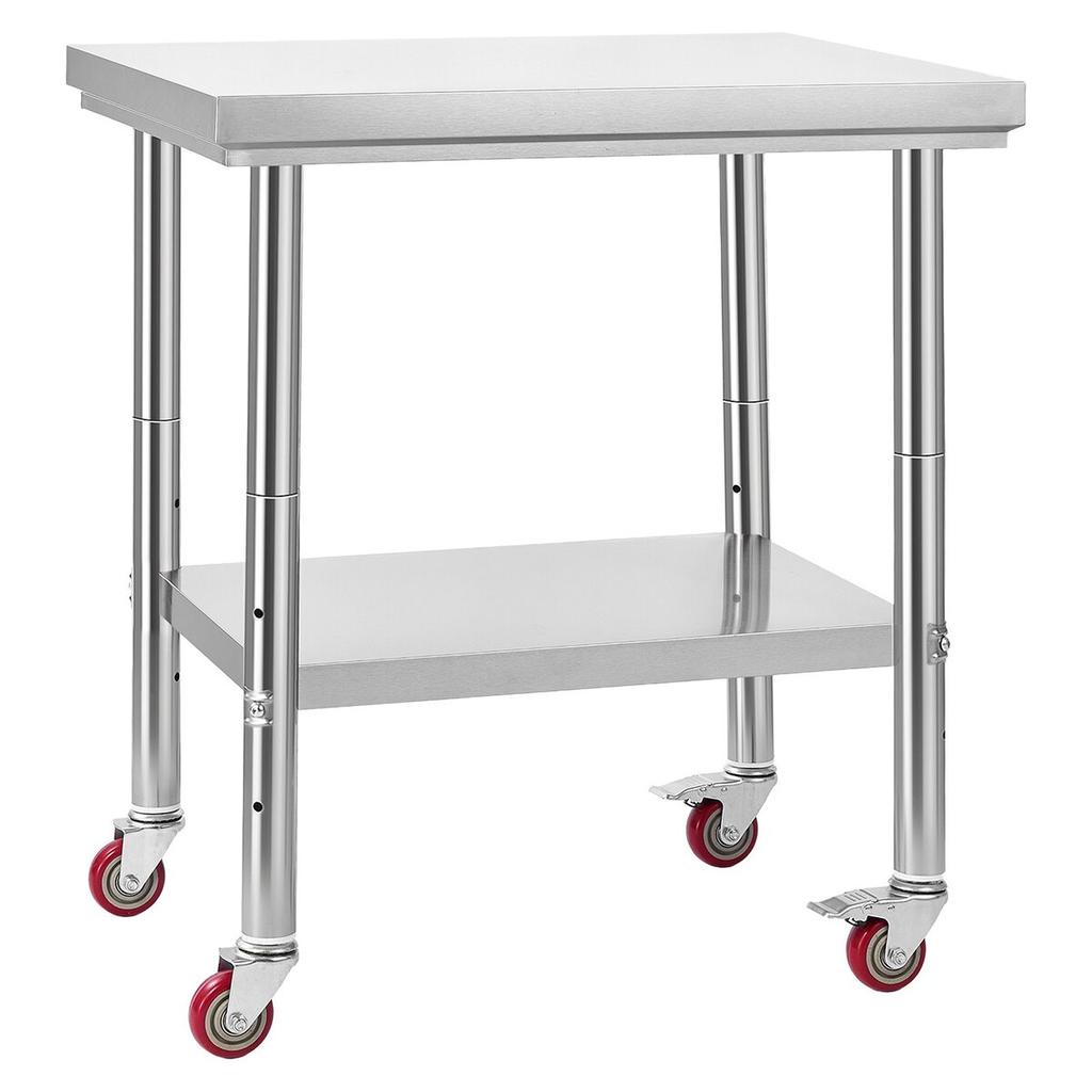 Stainless Steel Table, 60 x 76 cm Food Prep Worktable with Wheels, Kitchen Prep Table with Adjustable Undershelf Workstations for Commercial Kitchen,
