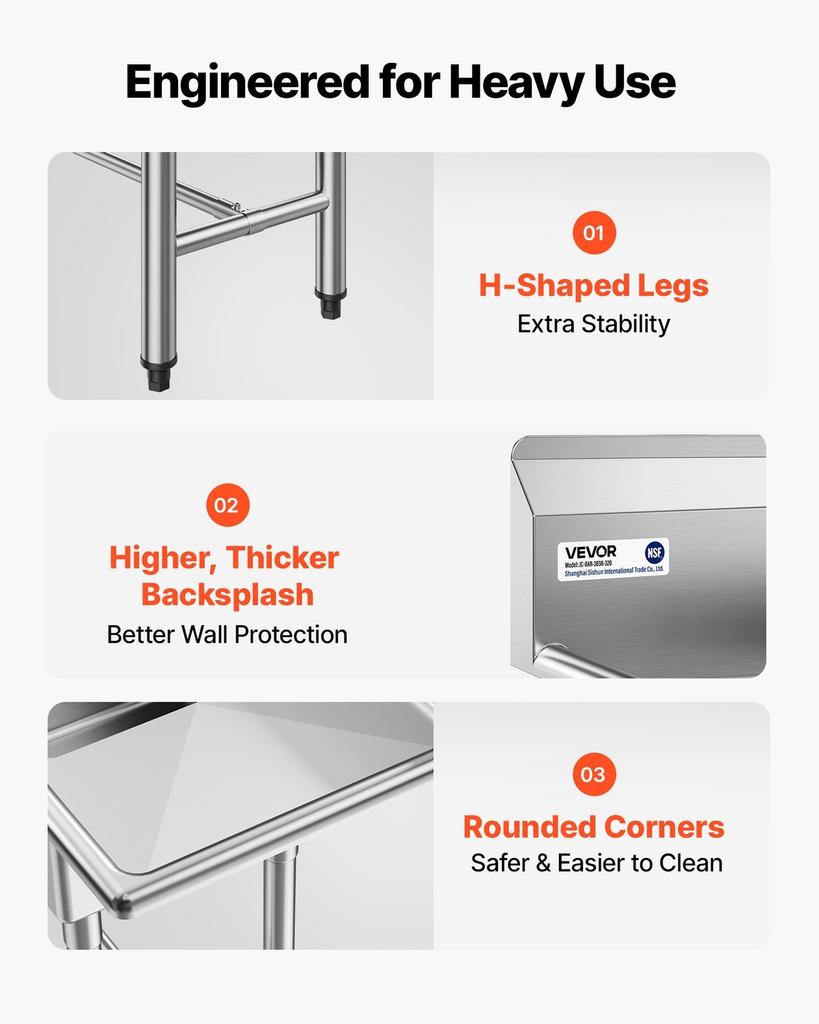 3 Compartment Sink, 18-Gauge 304 Stainless Steel, 356x400x279 mm Bowl Size, 3 Bay Commercial Kitchen Prep & Utility Sink with 2 Drainboards and