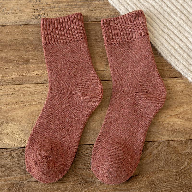 Terry Plus Velvet Women's Thick Mid-Calf Towel Socks - Warm Autumn/Winter Knee-Highs for Teens