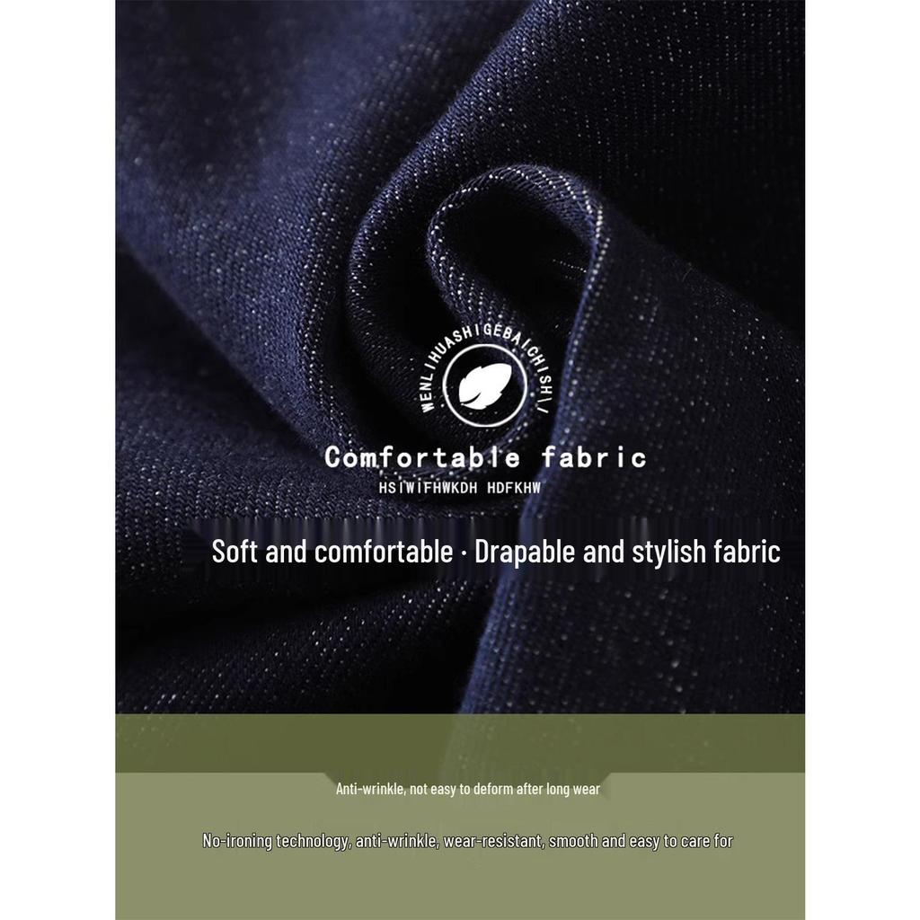 Women's Dark Blue High Waist Petite Retro Wide Leg Jeans - 2025 Spring & Autumn Collection