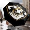 Qarabag Golden Crested Football Emblem Automatic Folding Umbrella - 8-Rib Travel Umbrella with Auto Portable Case, Ideal Gift for Birthdays