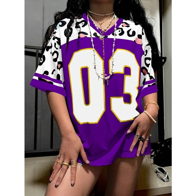 Fashion Leopard 3D Print T-shirt Trendy Women Clothing Casual Sport V-neck Short Sleeve T-Shirt Women Loose Tees Streetwear Tops