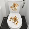 1 Sheet Beautiful Golden Flower Toilet Sticker Bathroom Toilet Cover Decorative Sticker Waterproof Self Adhesive
