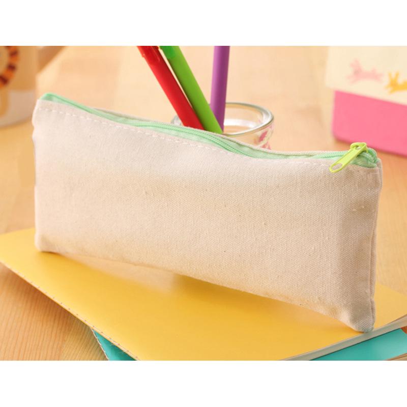Bojin Canvas DIY Blank Pencil Case for Student Art - Perfect for Hand-Painting for Boys and Girls