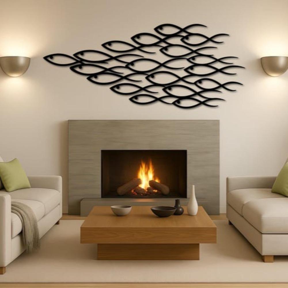 Metal School of Fish Wall Art 3D Abstract Metal Fish Decor for Home Ocean Sea Life Modern Coastal Housewarming Gift