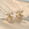 Super Sweet Pink Bow Earrings S925 Silver Needle Sweet Girl Heart Candy Bead Earrings Summer Fresh Earrings