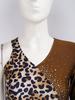Leopard Print Rhinestone One Shoulder Crop Top and Flared Pants Set for Women Latin Jazz Dance Competition Stage Show