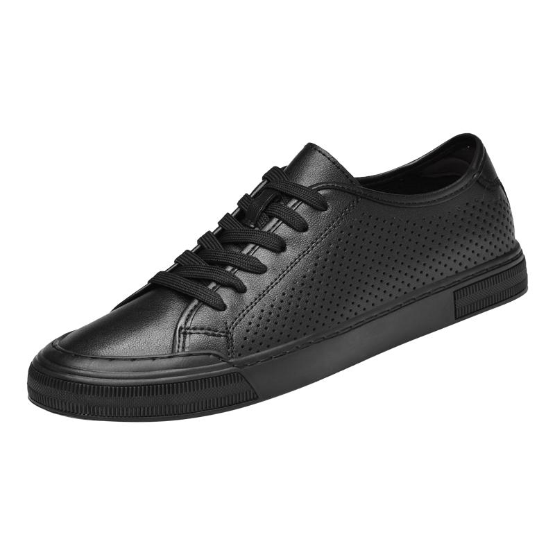 Fashion 2025 New Men Genuine Leather Vulcanized Shoes Brand Casual Leather Hollow Out Walking Shoes Italian Handmade Designer Sneakers