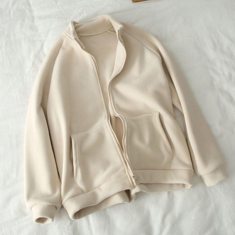 Coat for Women Cotton Plush Autumn Winter Thickened Fleece Sweatshirt Oversize Casual Zipper Coat jacket