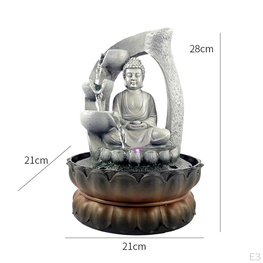 Buddha Tischbrunnen LED-Lichter Zen Stein Wasser Wasserfall Haus Terrassen Dekoration
