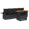 Vidaxl 5-Cz. Garden Lounge Set, Cushions, Black PE Rattan