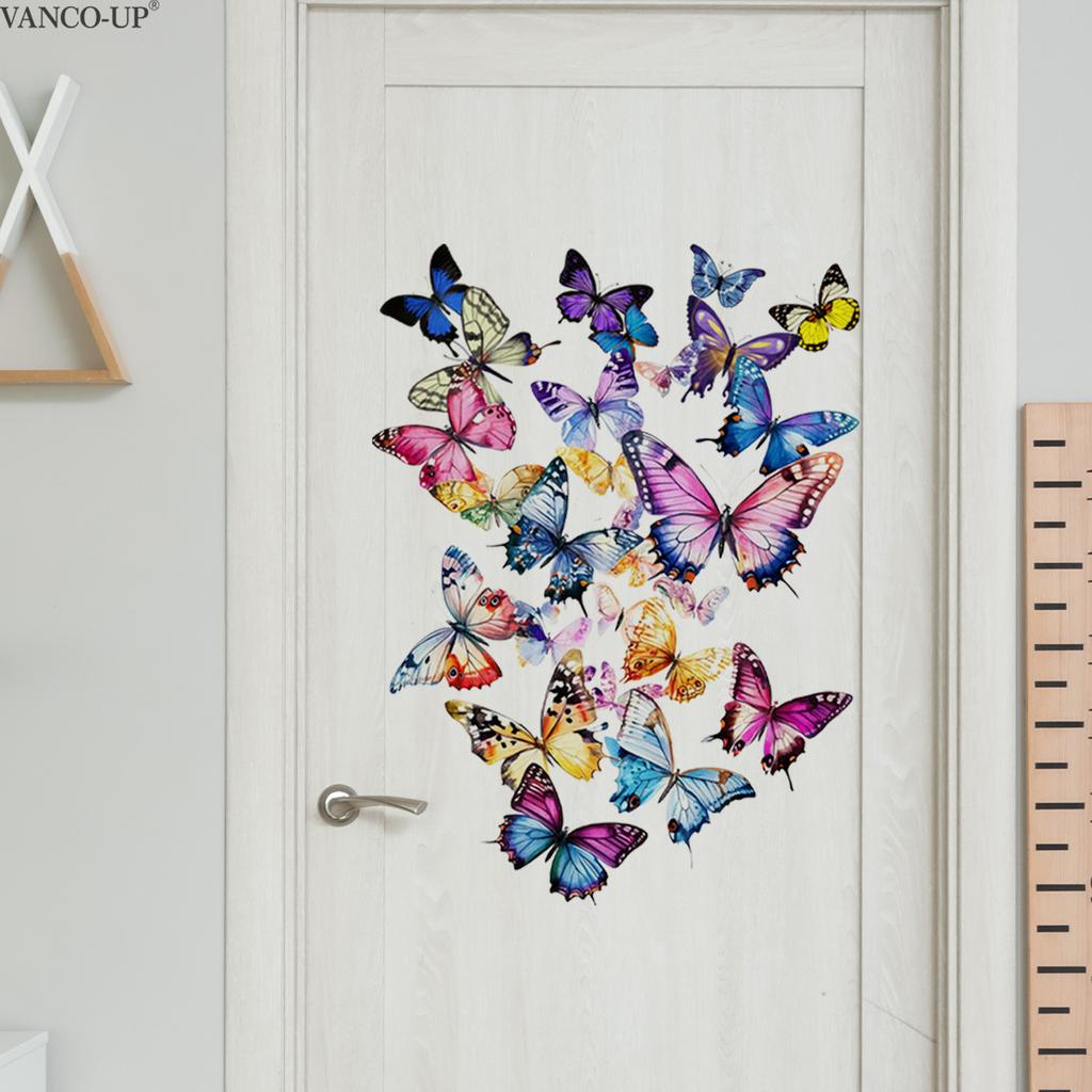 Colorful Simple Butterfly Creative Wall Stickers, Self-Adhesive Decor for Bedroom Living Room Background Decoration