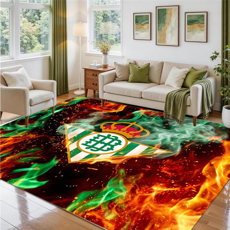 Real Betis Football Design Crystal Velvet Rug Soft Decorative Mat for Bedroom Entrance