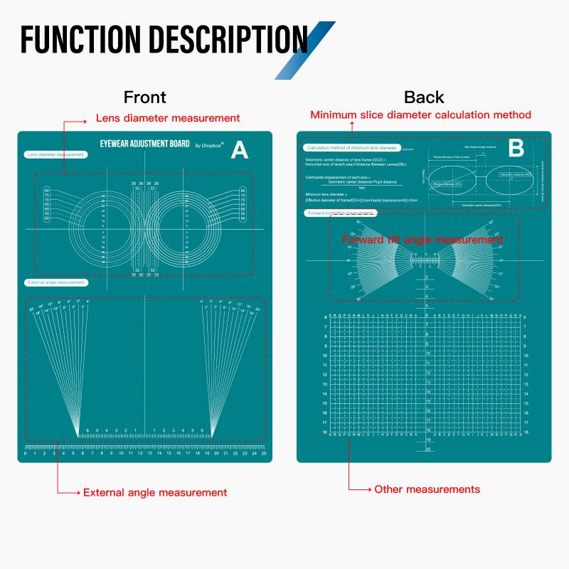 Glasses Frame Adjustment Lens Diameter Measurement Plate Accessory Glasses Progressive Lens Repair Tool