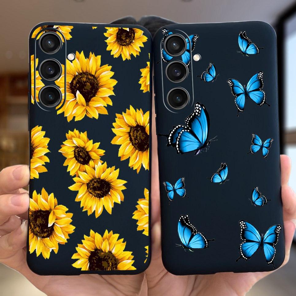 For Funda Samsung Galaxy A35 5G Case Women Fashion Girly Flower Butterfly Bumper For Samsung A35 SM-A356B Coque Silicone Soft