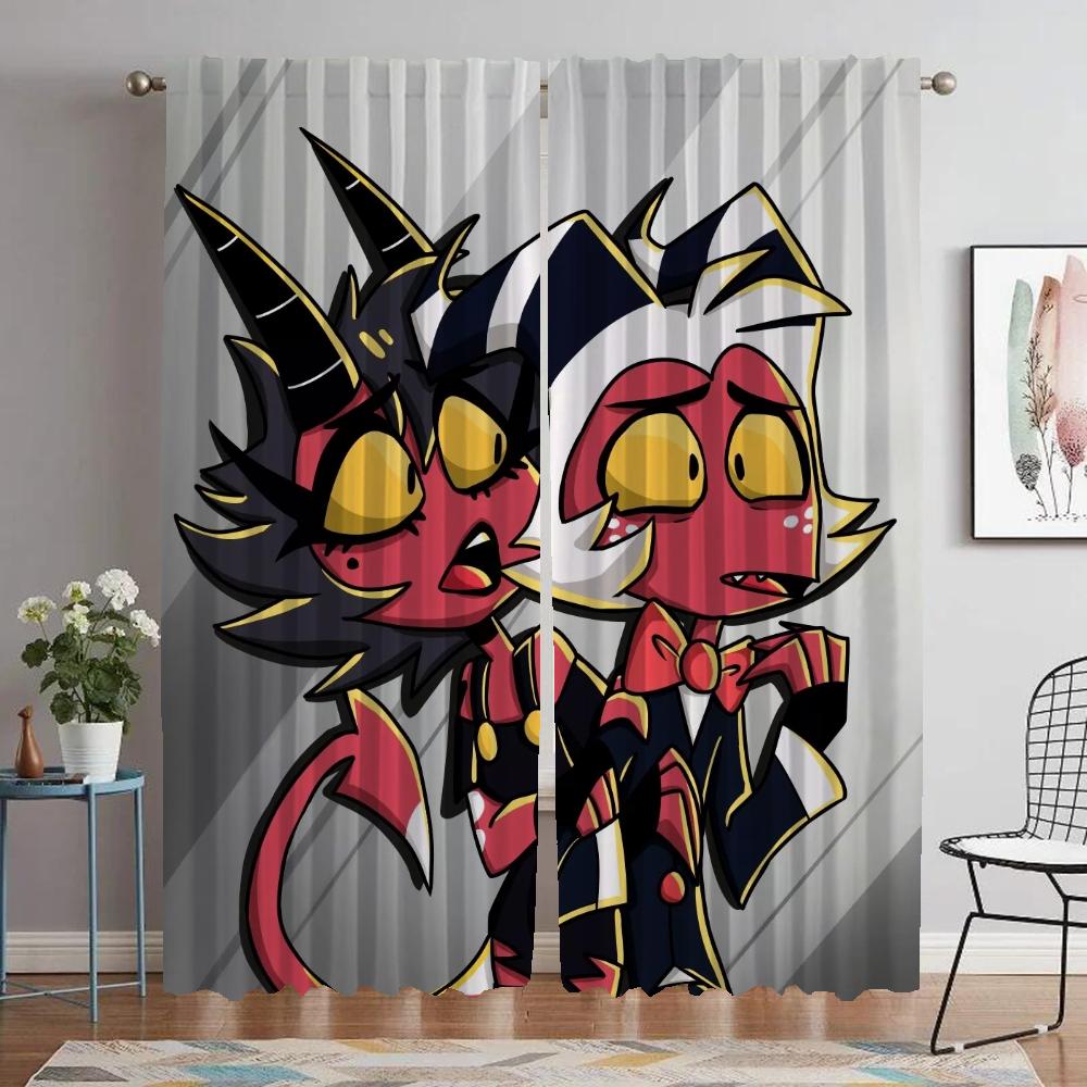 Helluva Boss Modern Living Room Curtains for Camera Home Interior Curtains 2 Pieces Partition Halloween Decoration Shades Child