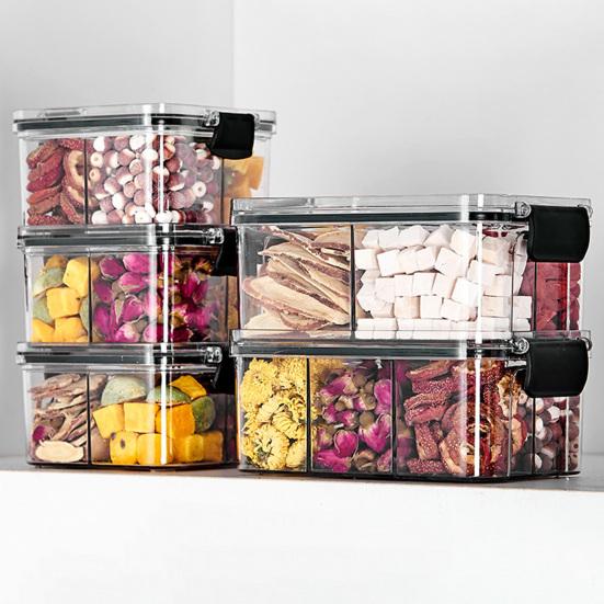 Airtight Food Storage Box Sealed Transparent Multi-Compartment Container Stackable Food Canister for Kitchen Pantry Loose Tea Leaves Spices