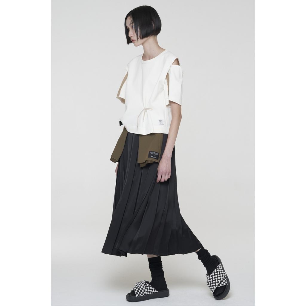 RECODE Pocket Patchwork Pleats Skirt_Rqkam24534Bkx