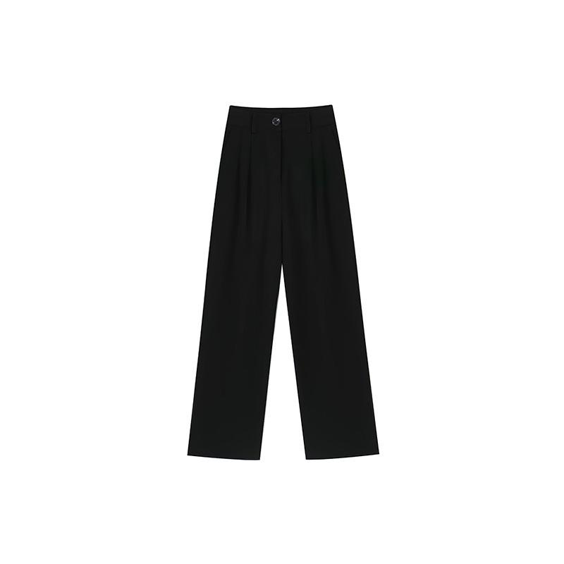 2025 Black Wide-Leg Elastic Waist Slimming High Waist Summer Pants
