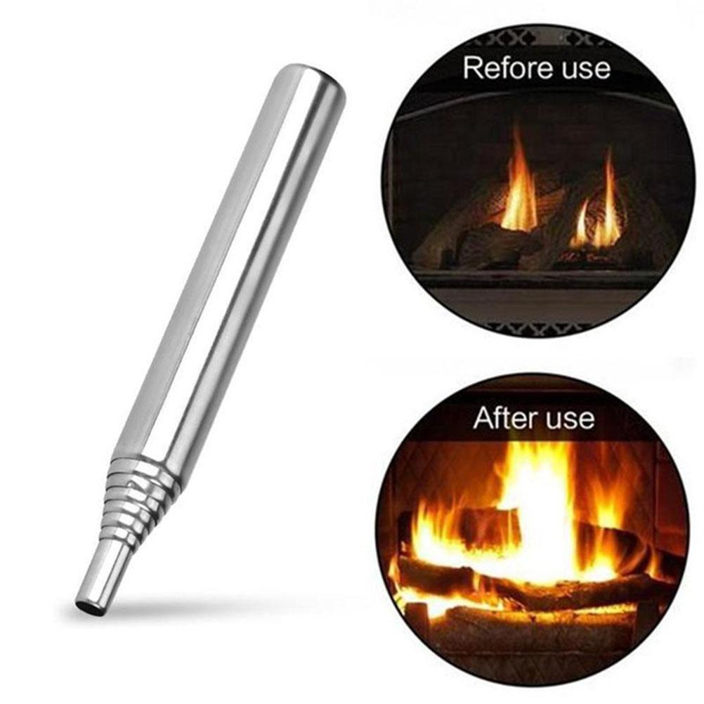 2pcs Stainless Steel Blow Fire Tube Collapsible Pocket Retractable Blow Fire Stick for Outdoor Picnic Camping Hiking