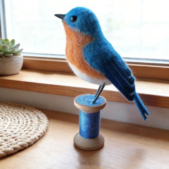 Yousheng Felt Bird Sculpture Handmade Wool Songbirds Figure Realistic Wildlife-Inspired Design Soft Layered Feathers Decorative Figurine