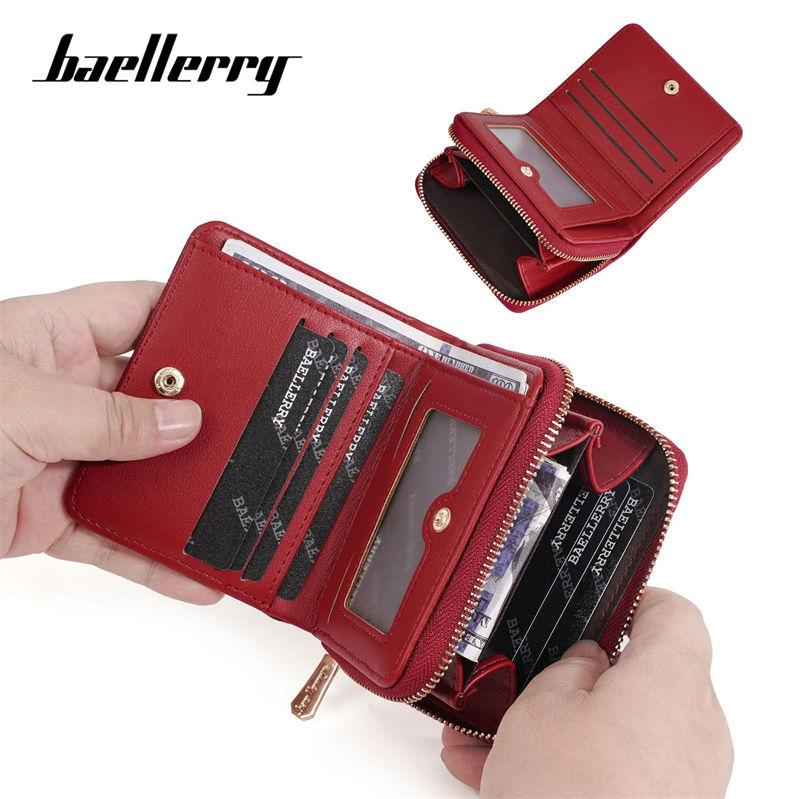 Baellerry Women Fashion Short Zipper Wallets Warm Color Artificial Leather Coin Purses Casual Card Holder Purse GZW