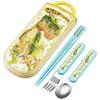 Skater Children's Lunch Box Trio Set Chopsticks Spoon Fork Kids Cutlery Antibacterial Treatment Easy To Open Sliding Type Made In Japan Gigantosaurus