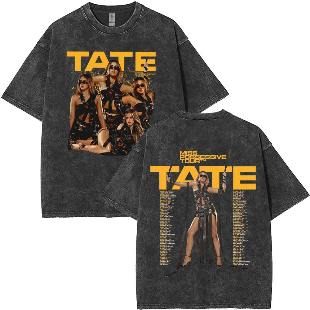 Washed Vintage Tate McRae So Close To What Concert Tshirt Miss Possessive T Shirts Men Women Fashion Oversized Tshirts