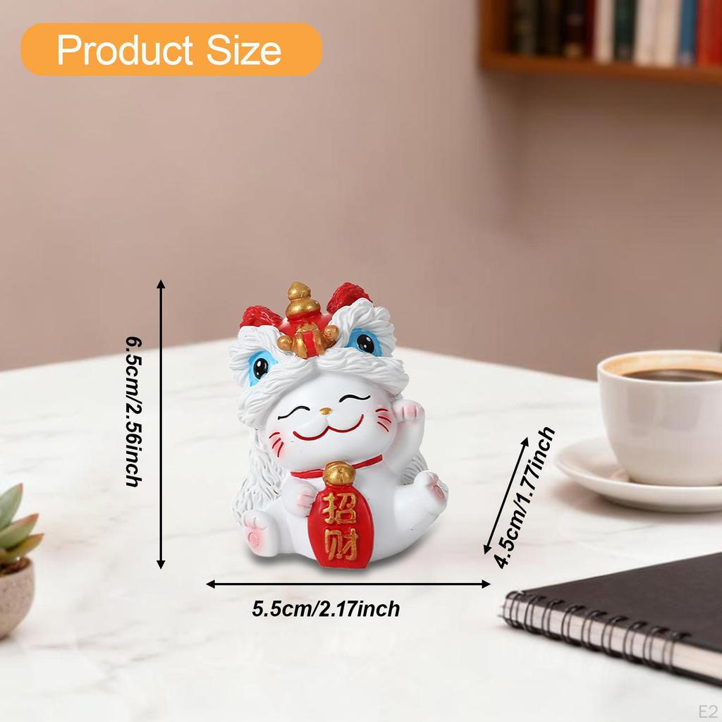 Lucky Cat Miniature Figurine Animal Sculpture Art Crafts Decorative Desktop Ornament Small Statue