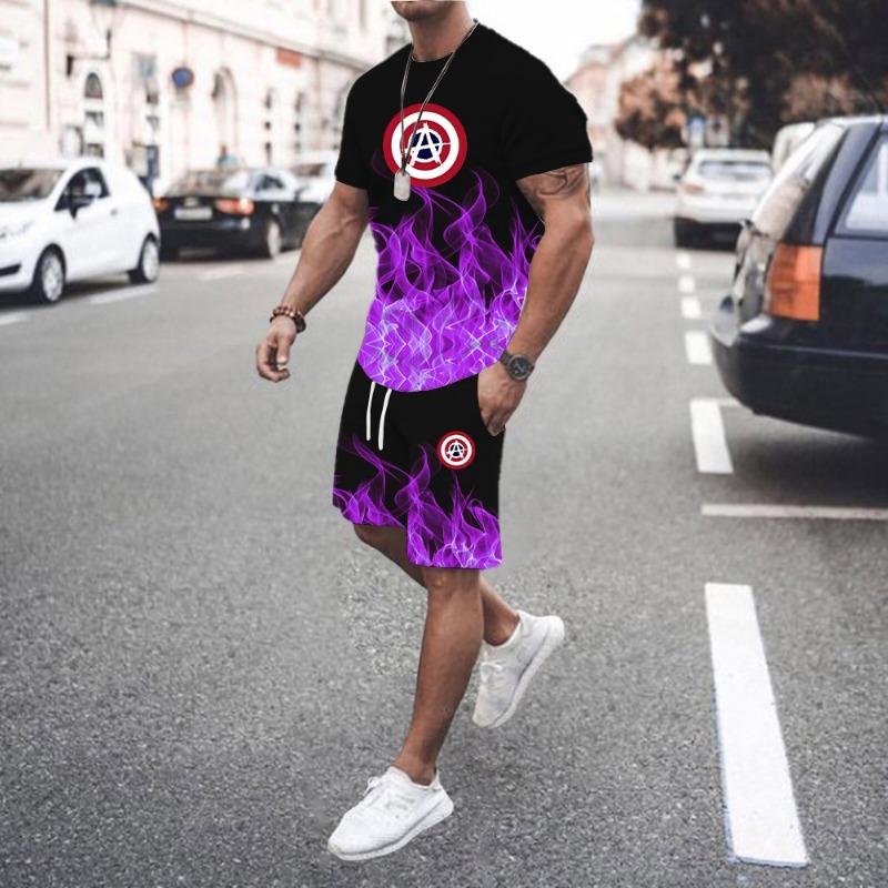 2026 Summer Men's Suit Hot Sale Large Size Casual Fashion Sportswear 3D Digital Printing Men's Short